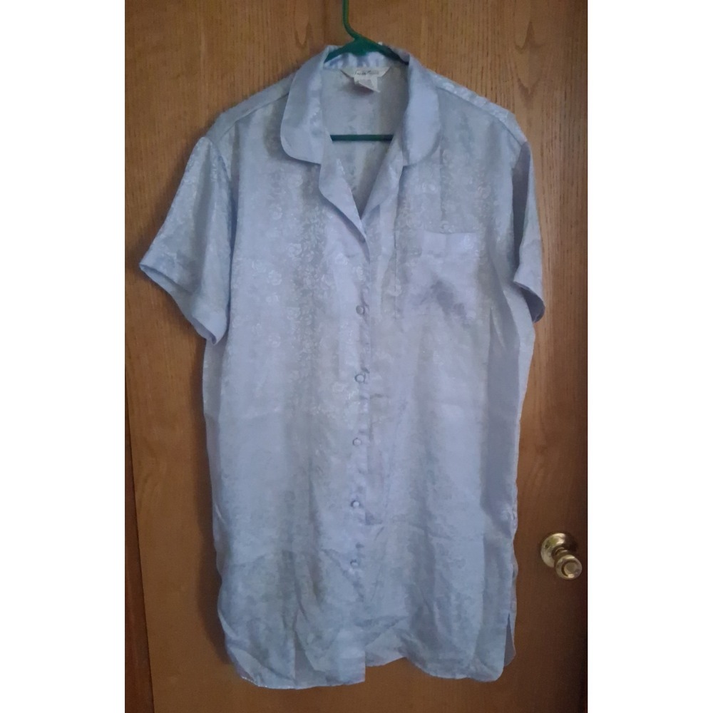 Vintage Secret Treasures Sleep Shirt Cornflower Blue Jacquard Nightgown Large